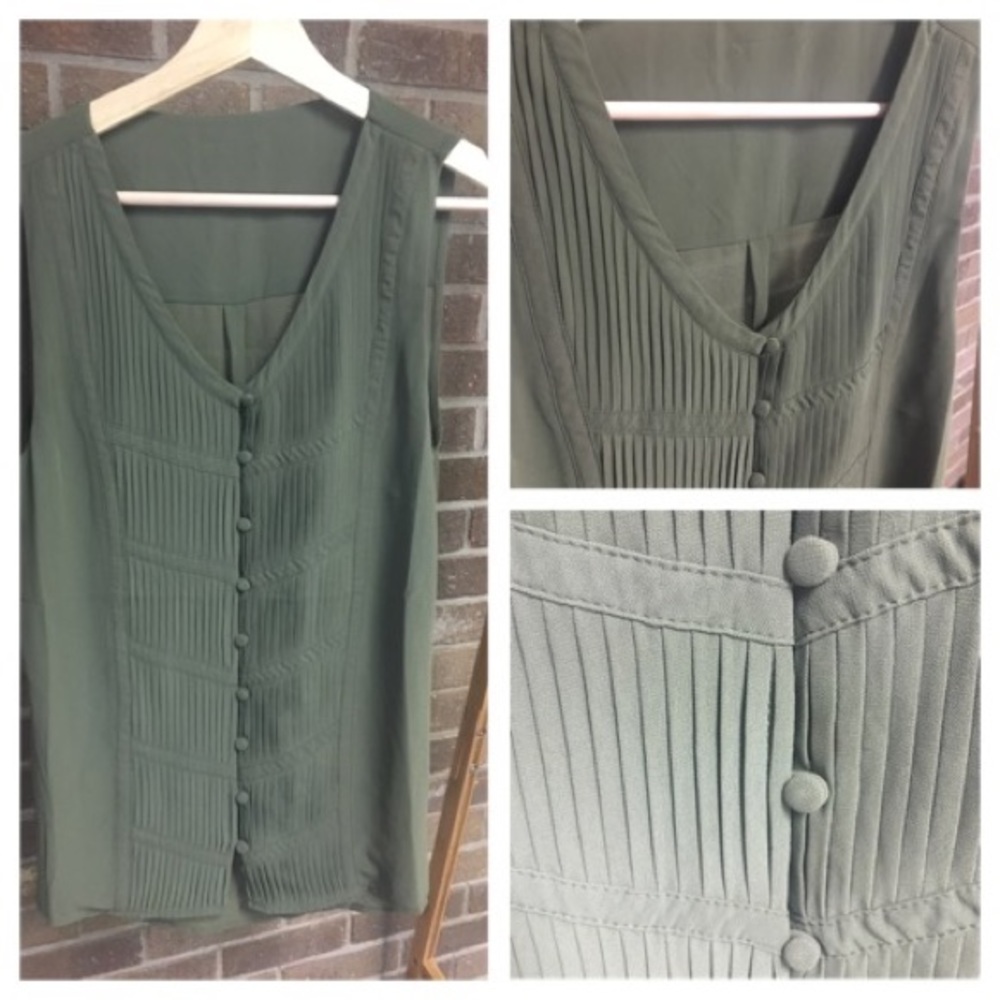 Olive green pleated tank